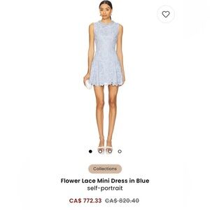 Self Portrait Flower Lace Mini Dress in Blue